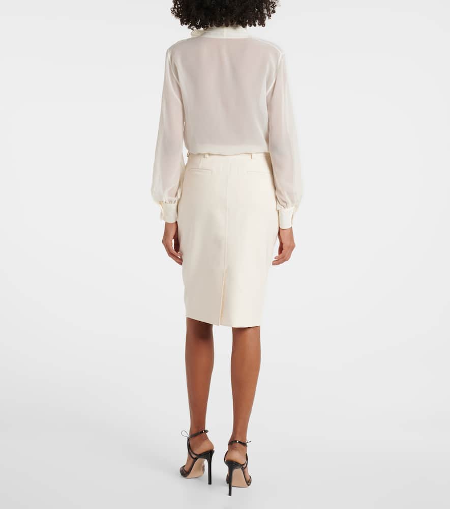 Cotton-blend midi skirt