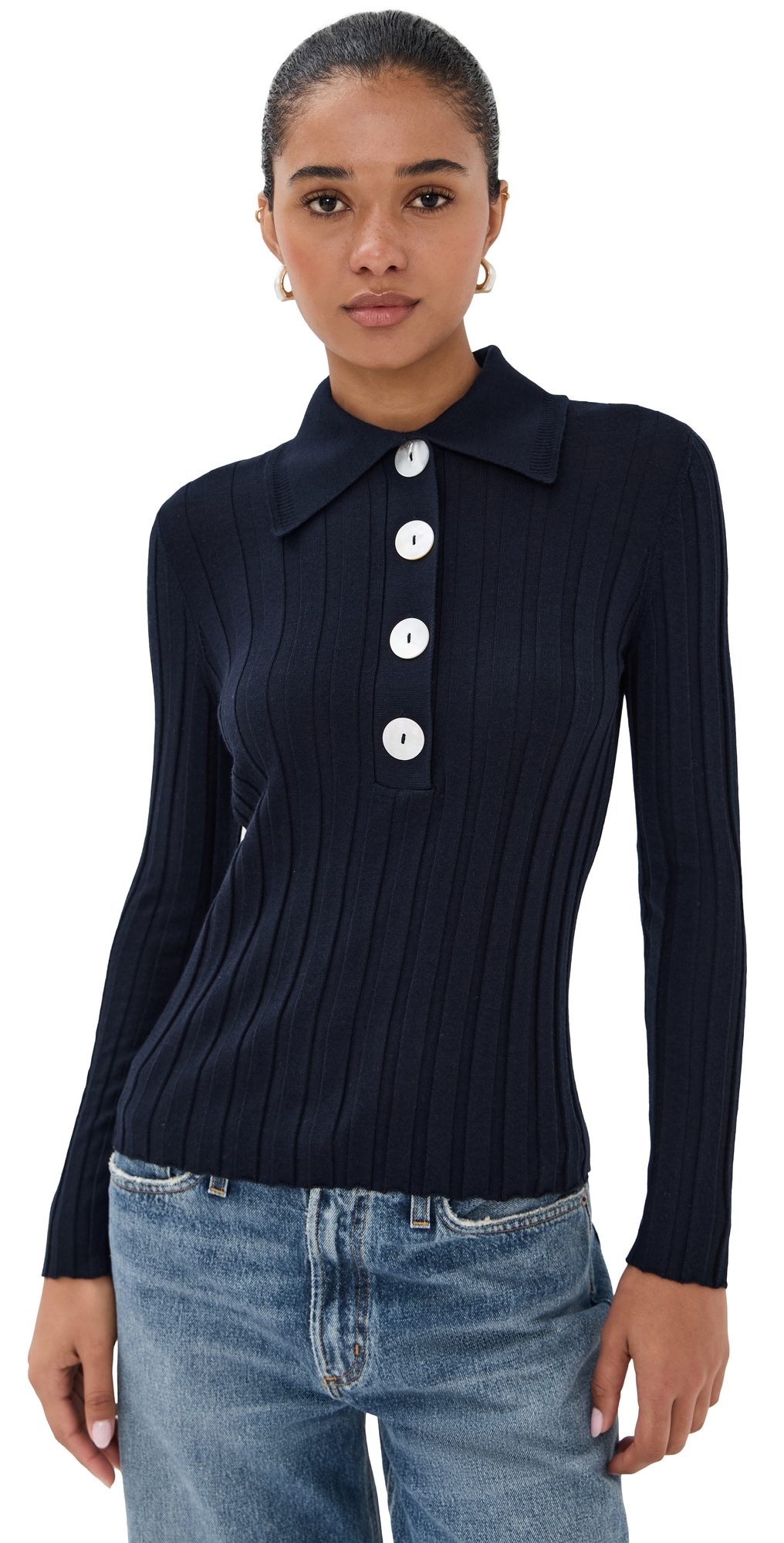 Sugarman Knit Long Sleeve Polo Navy
