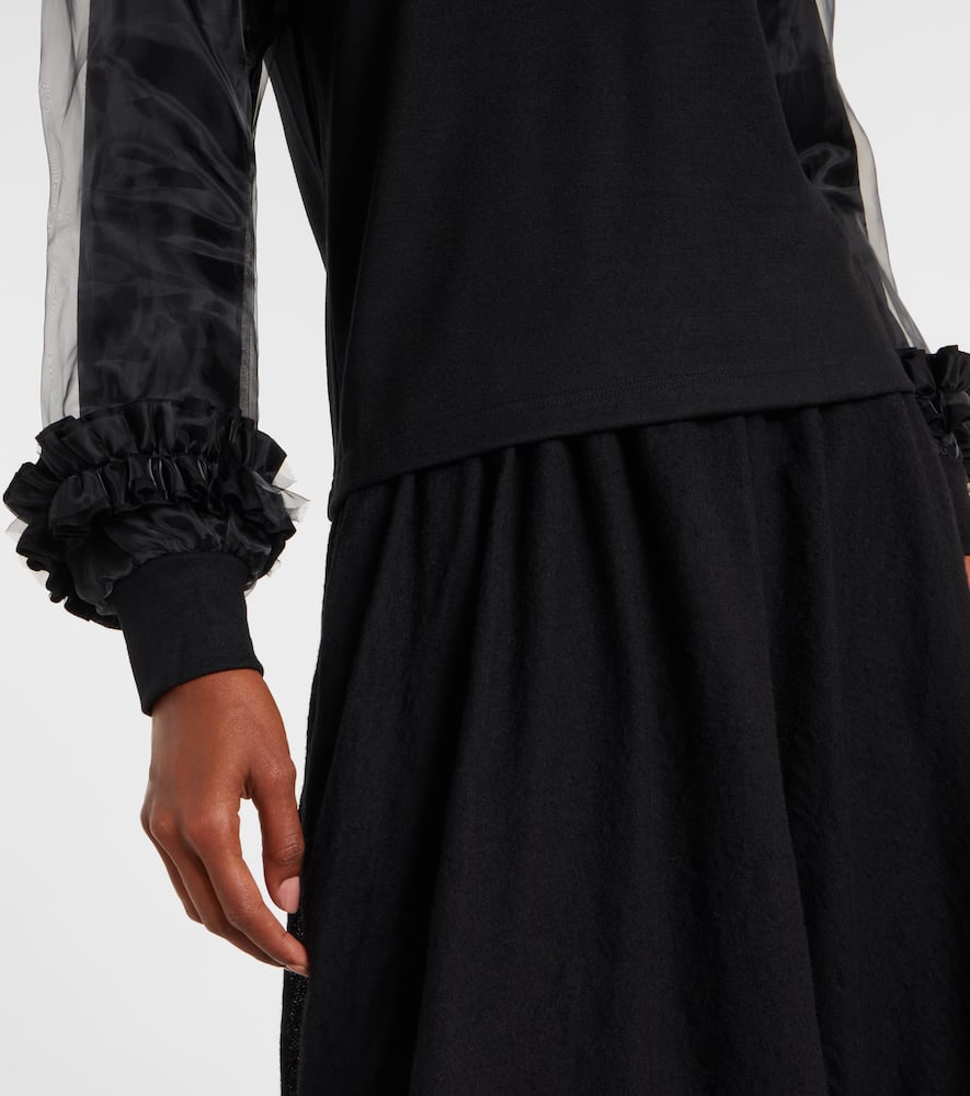 Tulle-trimmed wool sweater