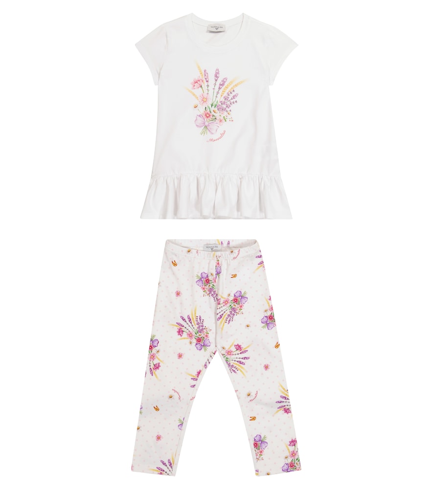 Monnalisa Printed stretch-cotton T-shirt and leggings set
