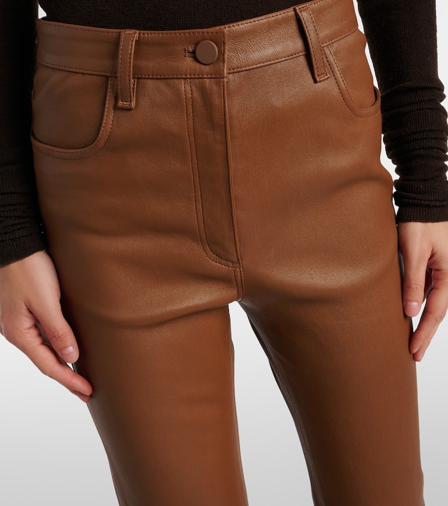 Cropped leather bootcut pants