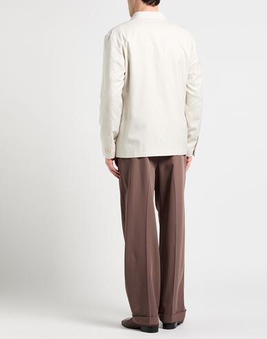 Man Shirt Light grey Size L Virgin Wool, Silk, Linen