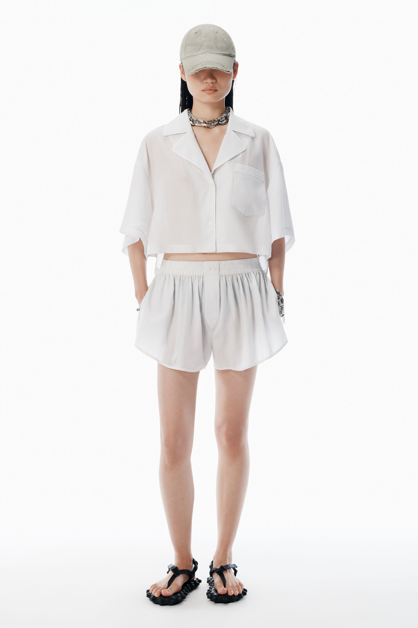 Women's Black & White Pajama-Style Shirt