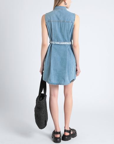 Klj Slvless Belted Denim Dress Woman Mini dress Blue