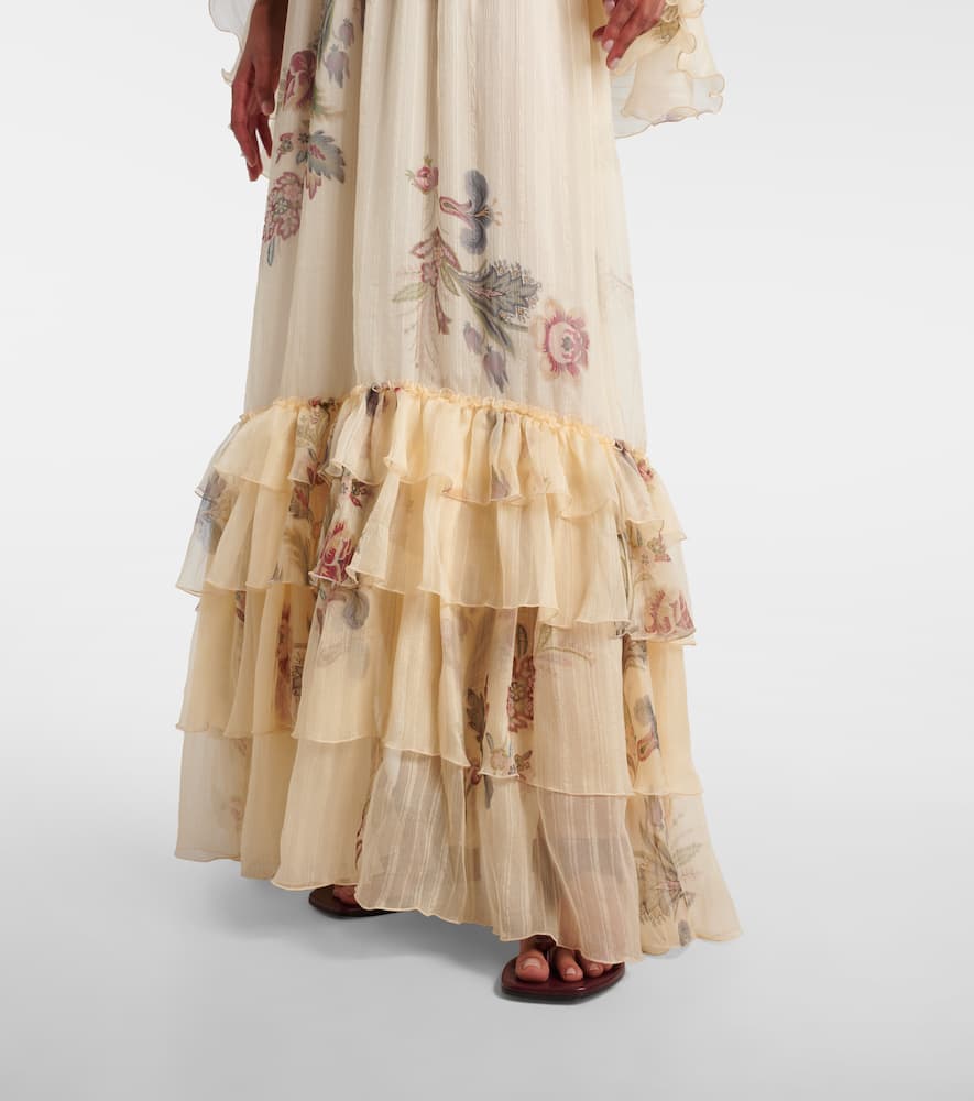 Floral silk crepon gown