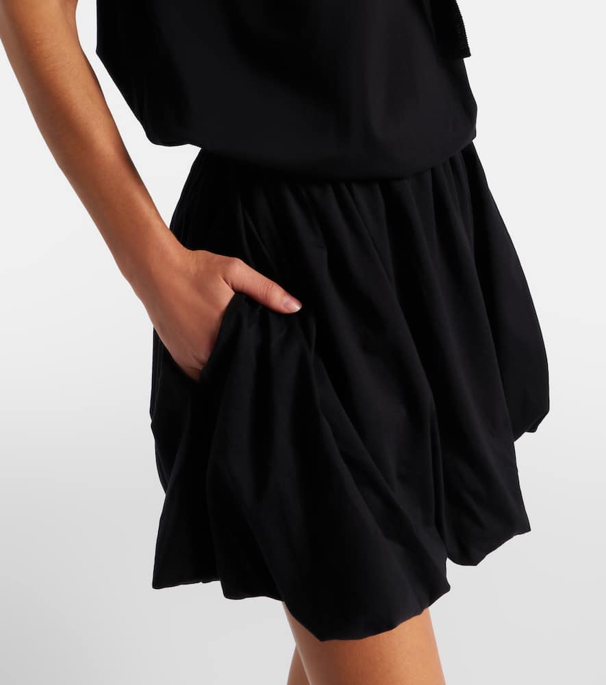 Tie-neck cotton faille minidress