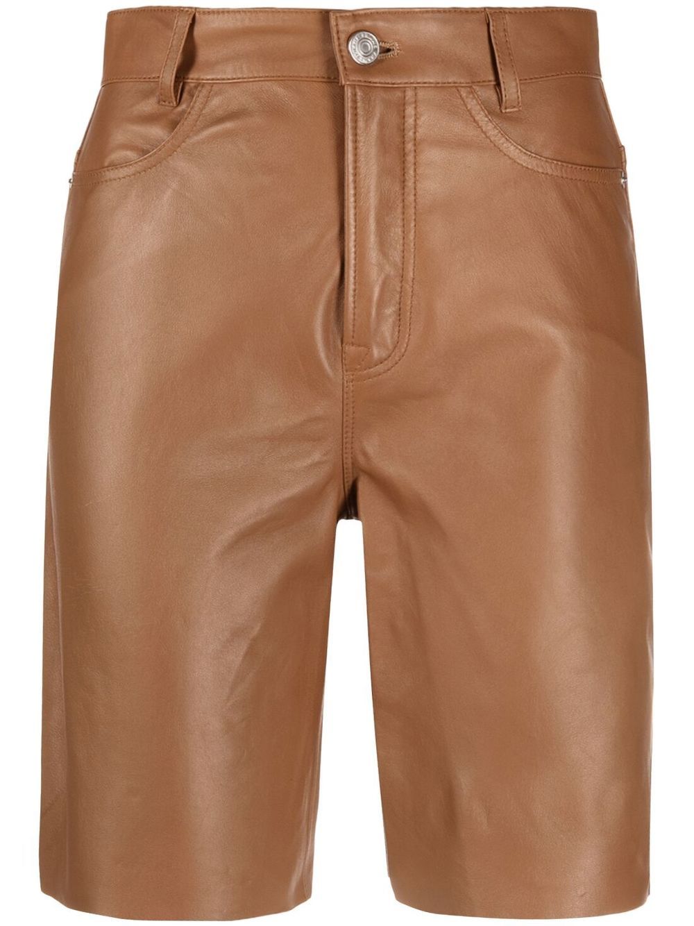 High-waisted leather shorts - Brown