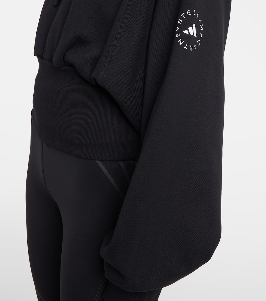 Cropped cotton jersey hoodie