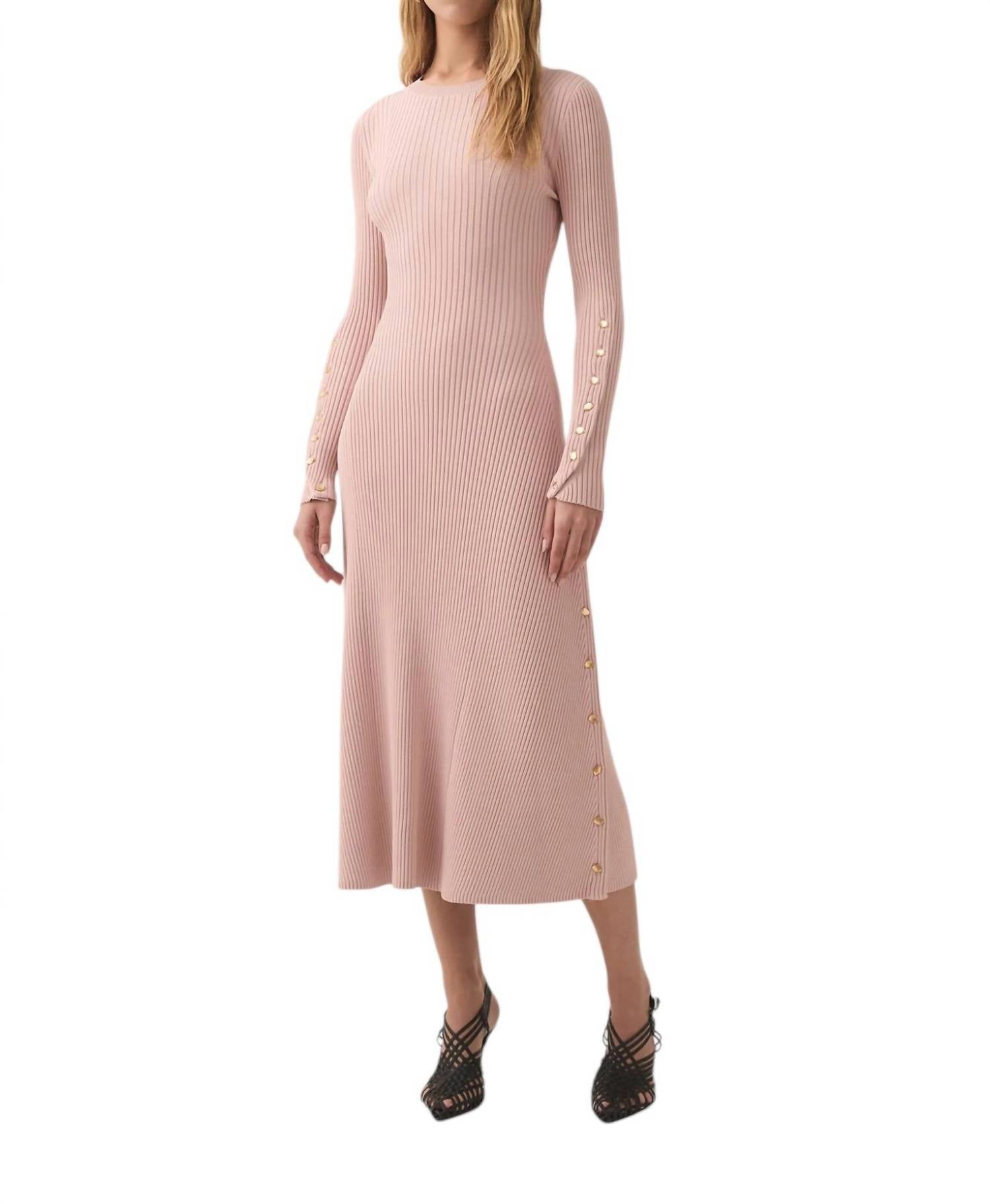 Lia Knit Midi Dress In Blush Pink