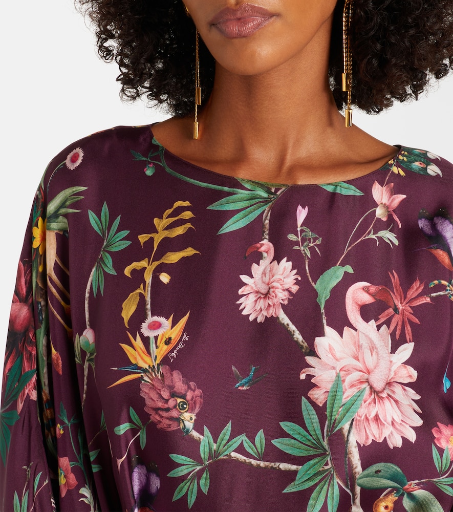 Square floral silk kaftan