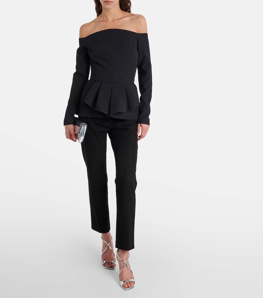 Brien off-shoulder crêpe peplum top