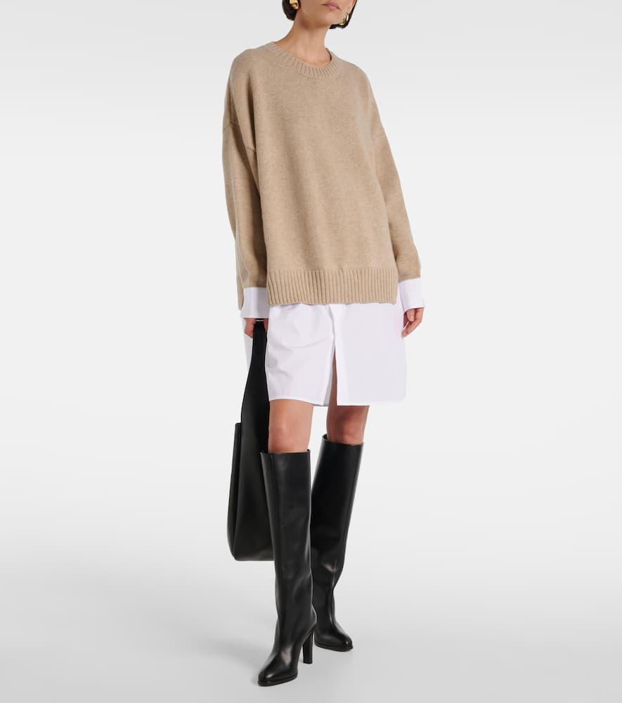 Layered virgin wool sweater