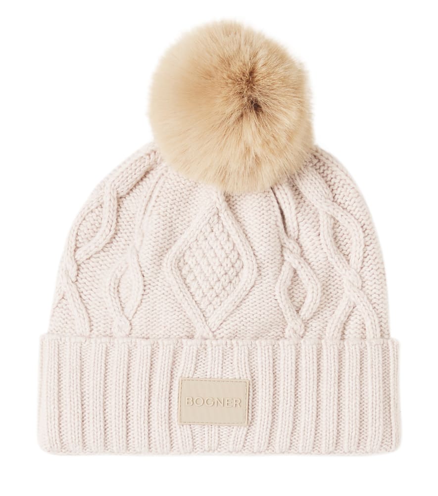 Finja cable-knit logo beanie