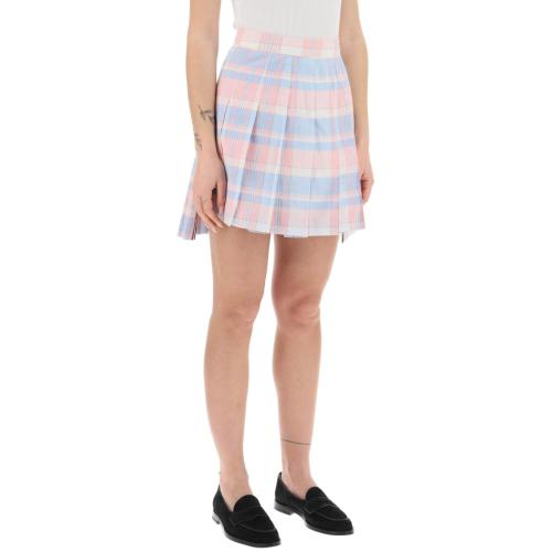 Checked pleated miniskirt - 680 LT PINK