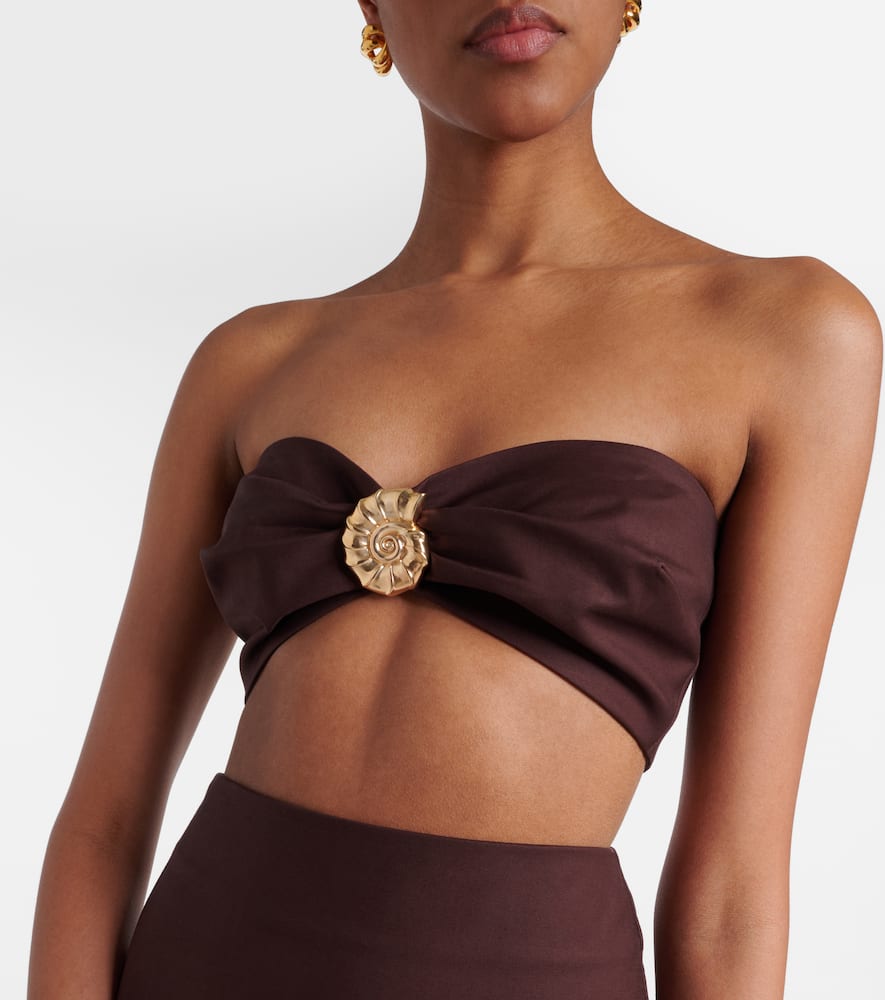 Adriana Degreas Embellished cotton-blend bandeau top