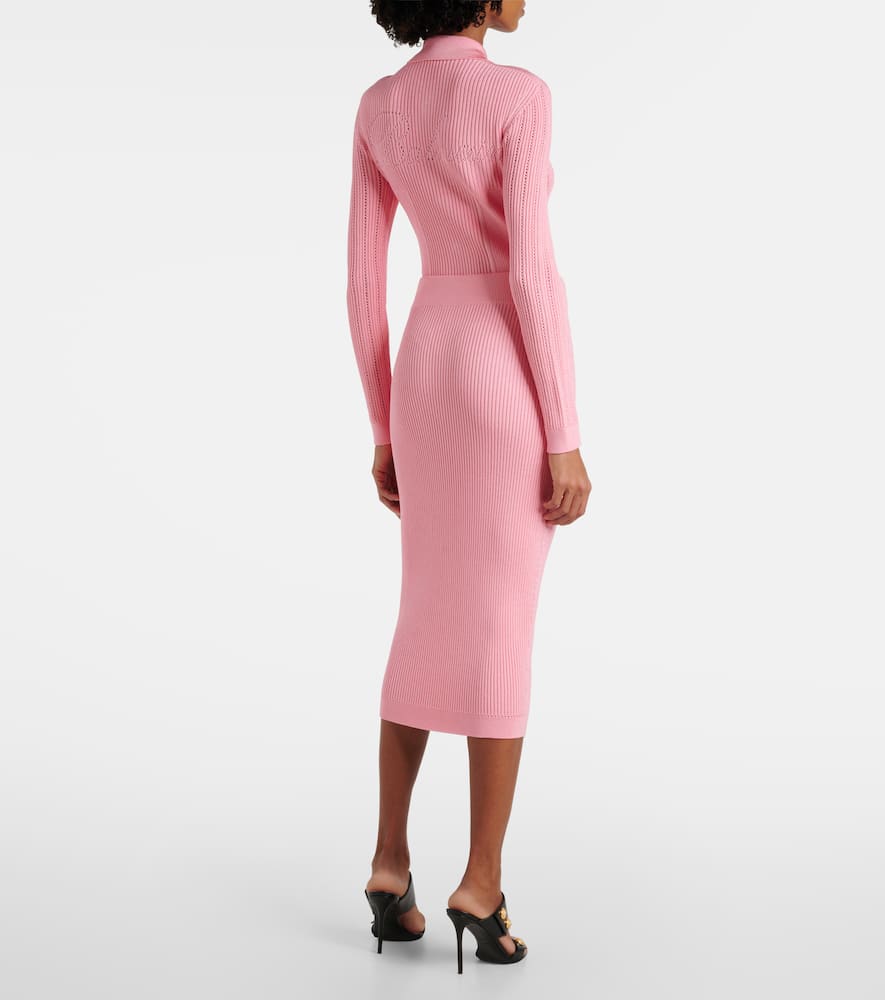 Ribbed-knit midi skirt