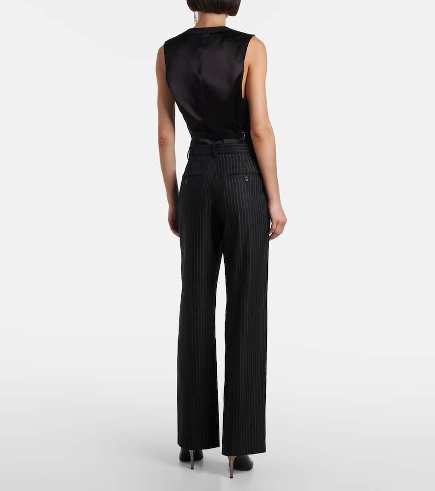 Noanda pinstriped wool-blend straight pants