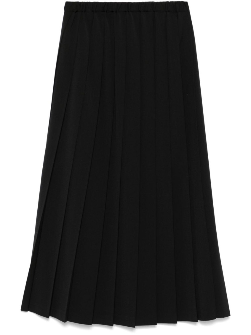 Black Pleated Midi Skirt