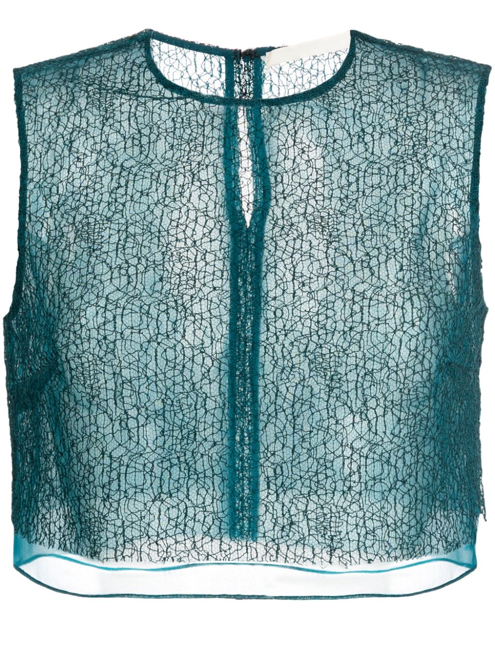 Layered cropped silk blouse - Green