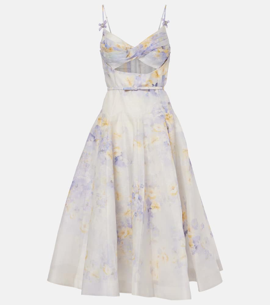 Midikleid aus Leinen und Seide