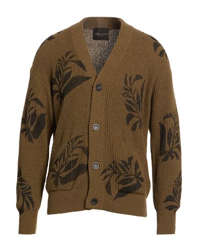 Man Cardigan Military green Size 38 Cotton, Nylon