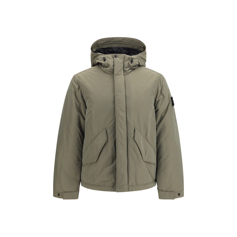 Padded Polyester Shell Jacket — Beige