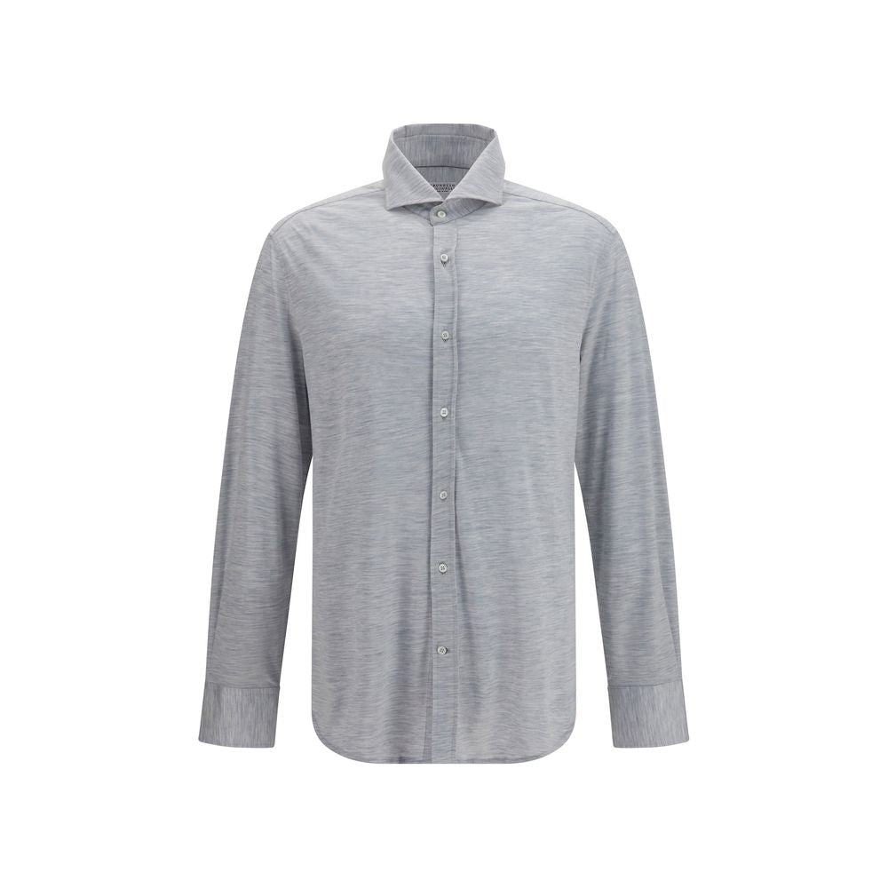 Silk and Cotton Jersey Shirt — Gray
