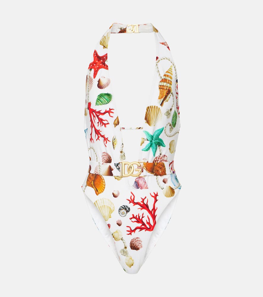 Capri printed halterneck swimsuit