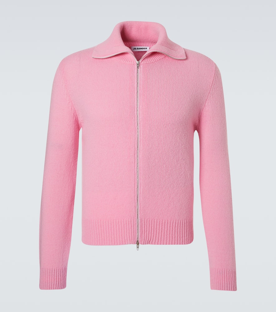 Wool-blend zip-up sweater