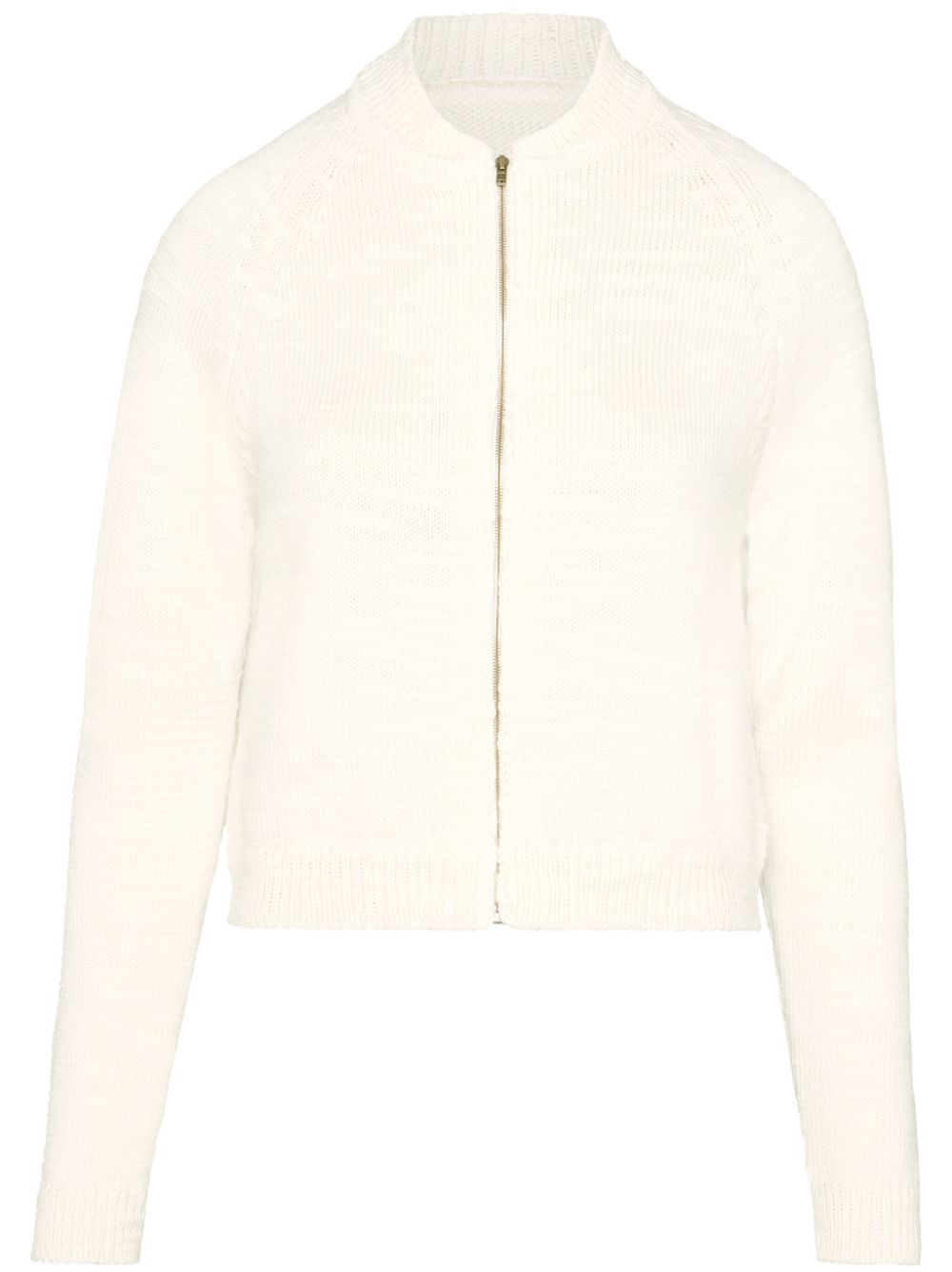 Ribbed-knit wool cropped cardigan - White