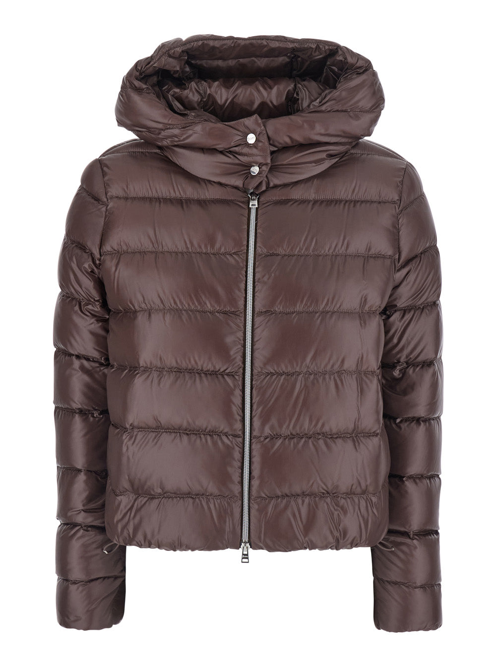 Hooded Puffer Down Jacket — Brown