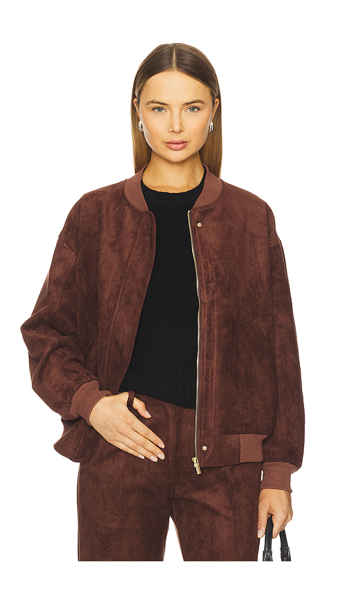 Amanda Uprichard x REVOLVE Vero Suede Bomber Jacket in Cocoa. XS also in L, M