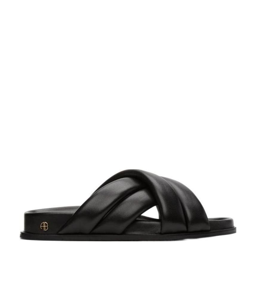 Lizzie leather cross-strap slides