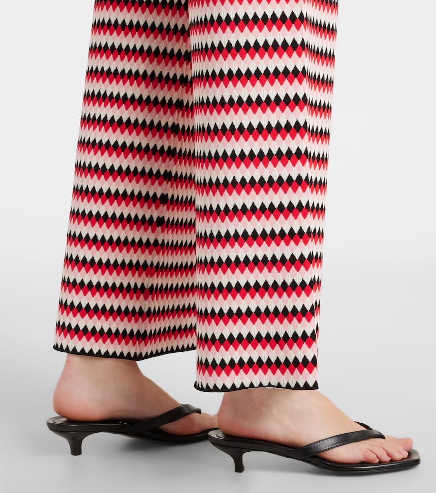 Checkers knitted wide-leg pants