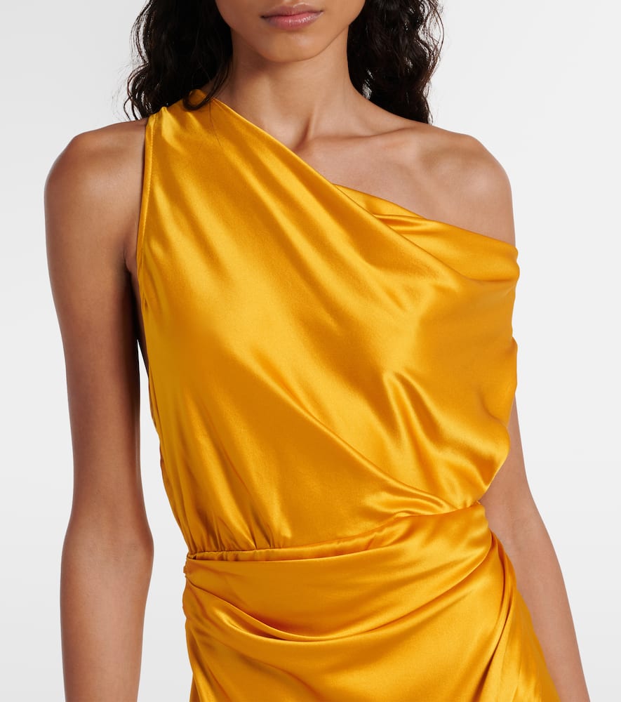 Draped silk satin wrap gown
