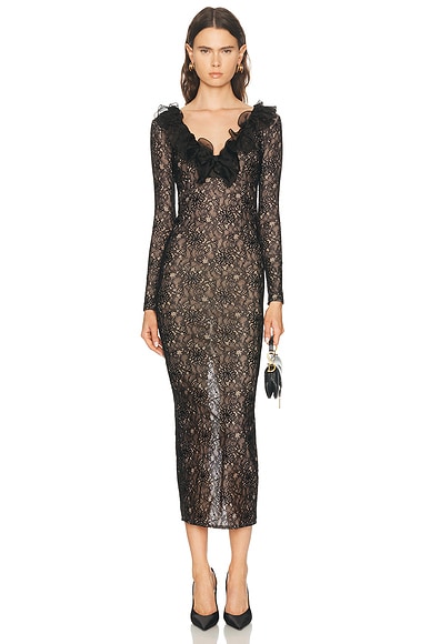 Alessandra Rich Long Sleeve Dress in Black - Black. 42 also in