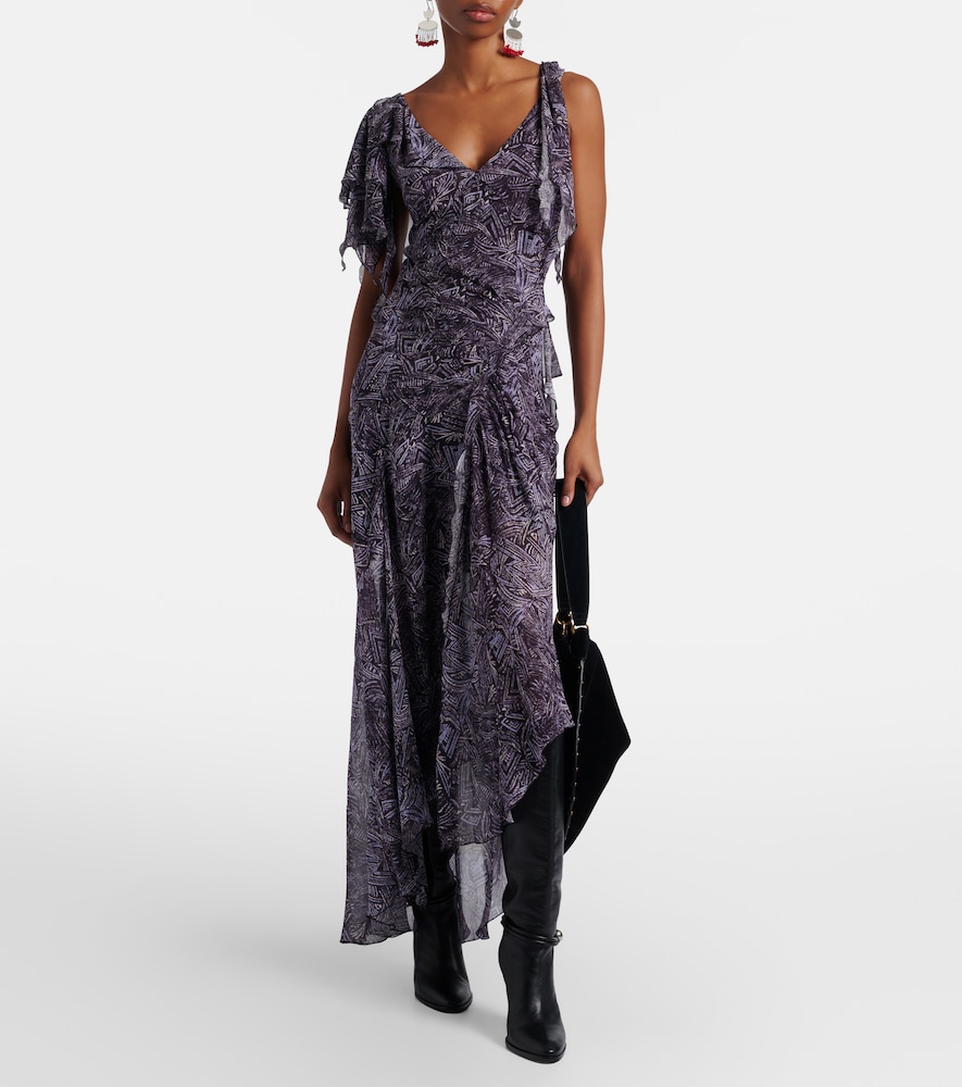 Tylena printed silk georgette ruffled midi dress