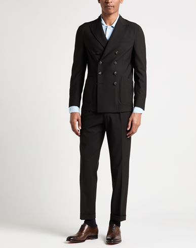 Man Suit Dark brown Size 40 Wool, Lycra