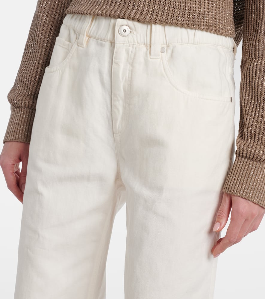 Cotton and linen wide-leg pants