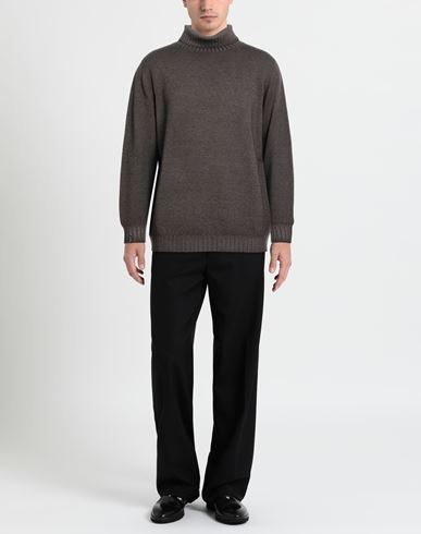 Man Turtleneck Dark brown Size 36 Merino Wool