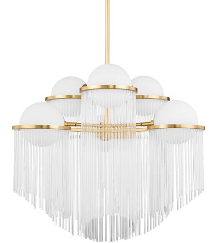 Corbett Celestial 6-Light Transitional Chandelier in Aged Bra