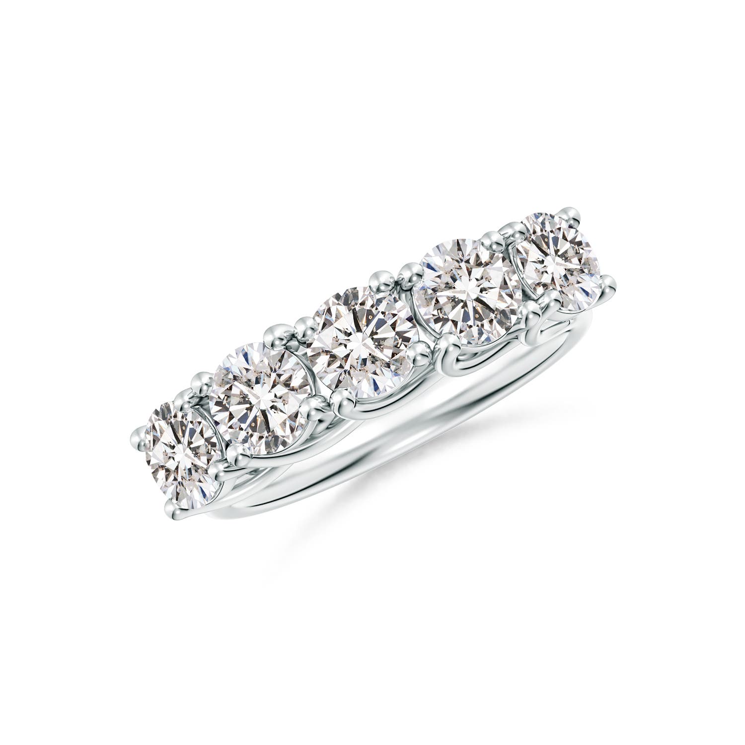 Angara 2.0 Carats Half Eternity Five Stone Diamond Wedding Band in Platinum