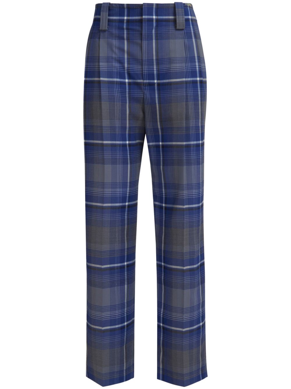 Check-print tailored trousers - Blue