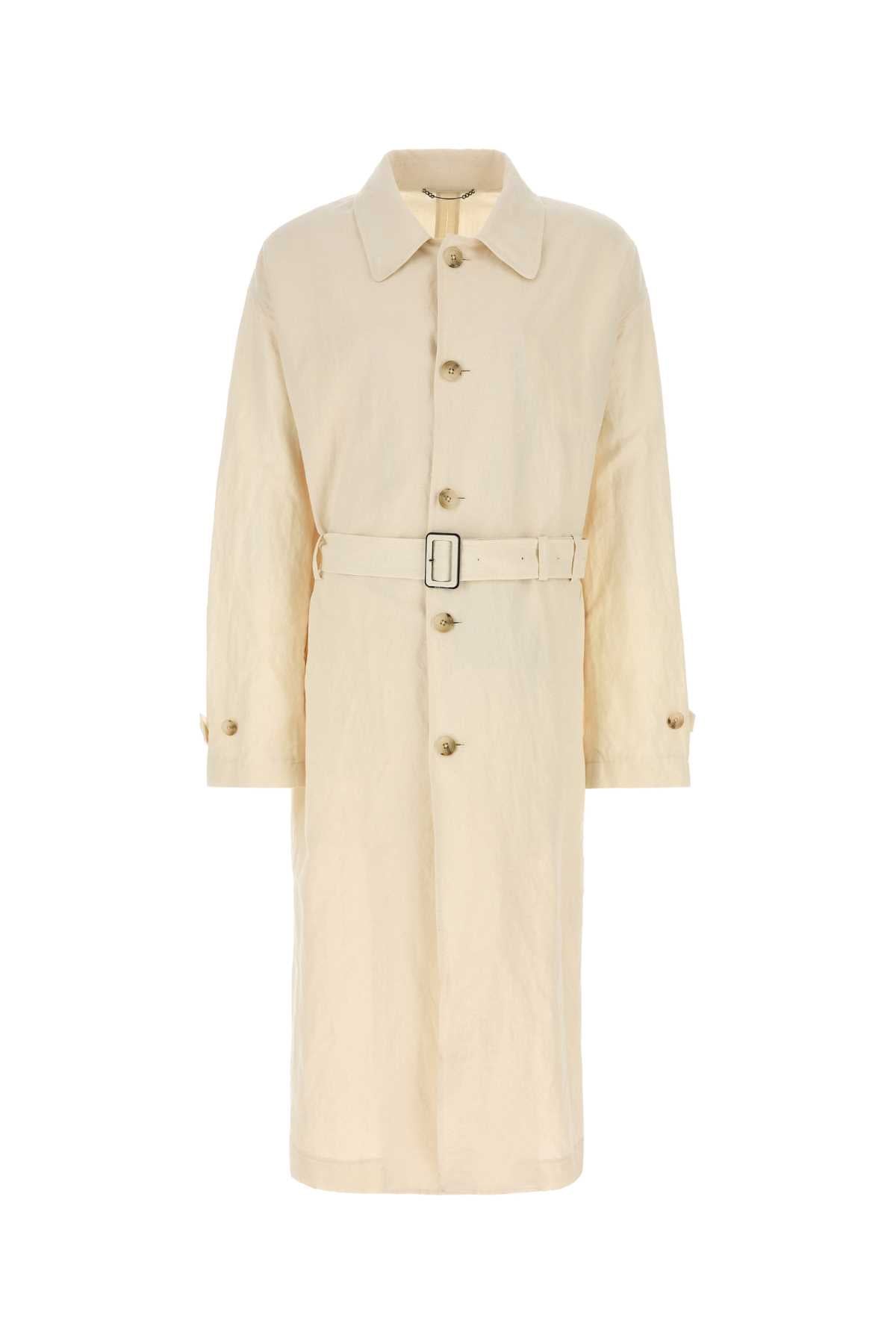Cotton-Linen Trench Coat — Beige