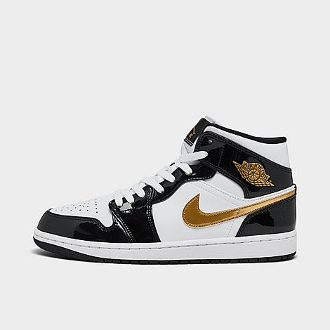 Men's Air Retro 1 Mid SE Casual Shoes in Black/Metallic Gold/White