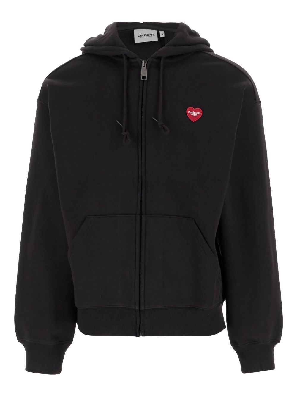 Heart-logo zip-up hoodie - Black