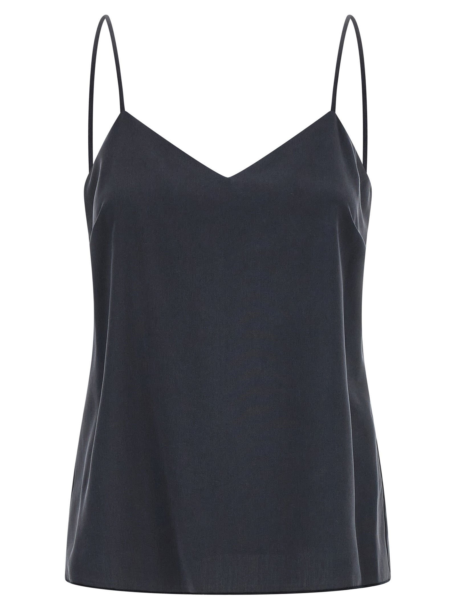 Washed Silk Sweetheart Neckline Tank Top — Gray