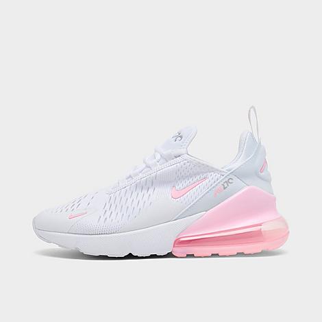 Girls' Big Kids Air Max 270 Casual Shoes in White/Light Smoke Grey/Pink Foam