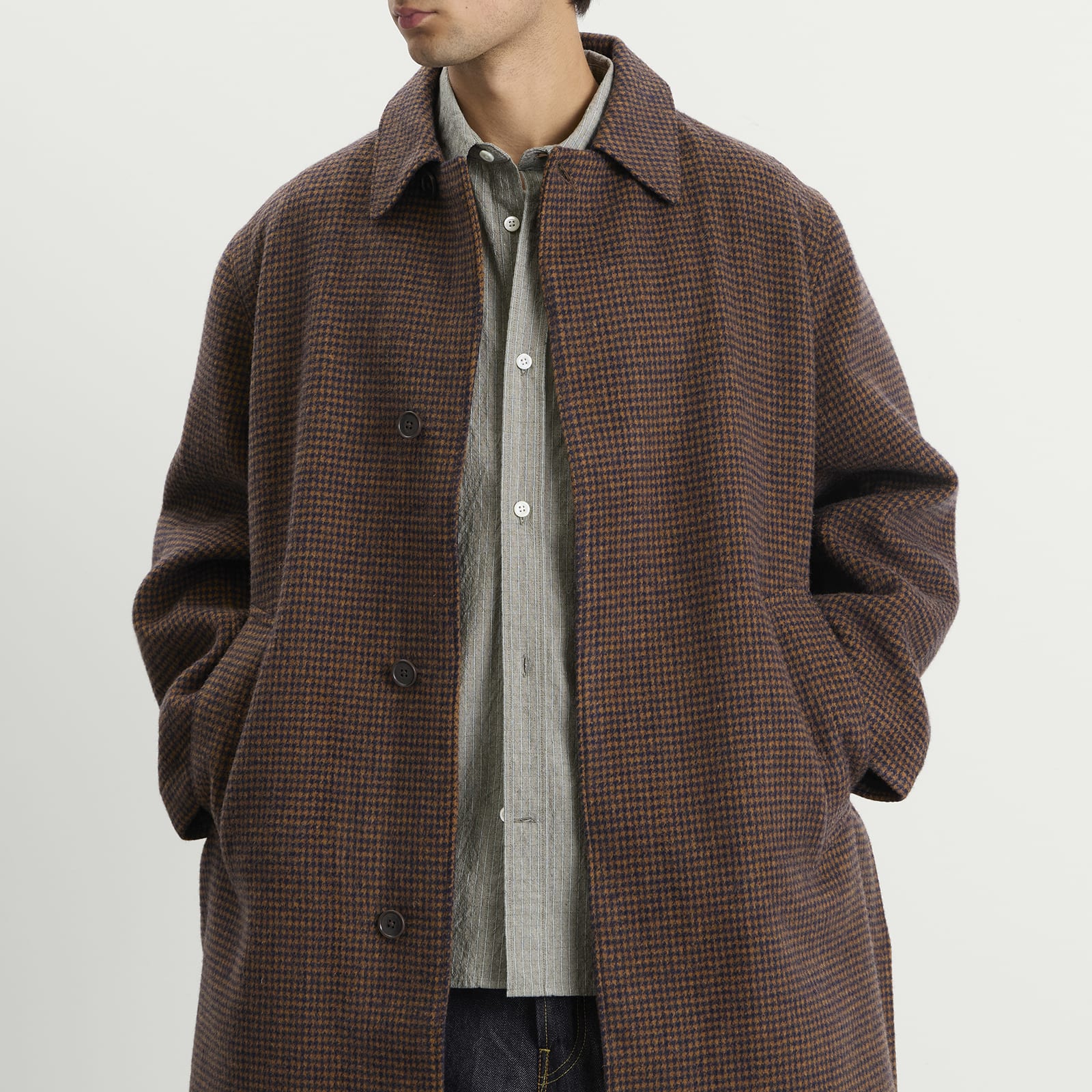 Men's Wool Tweed Mix Stan Coat Navy/Brown