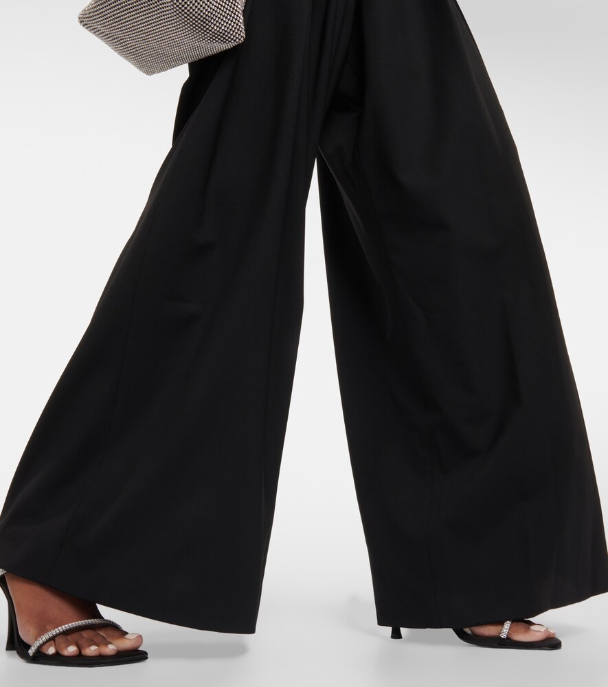 Wool-blend wide-leg pants